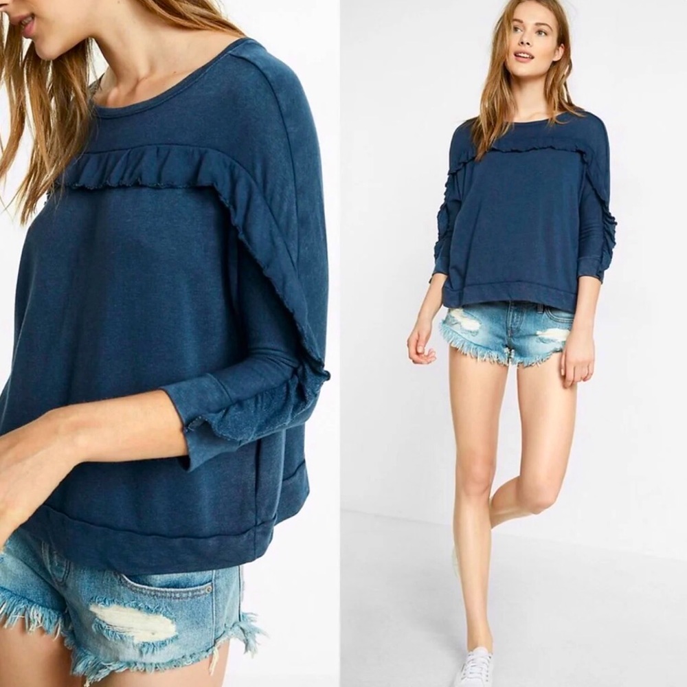 Express One Eleven Ruffle Yoke Shirt